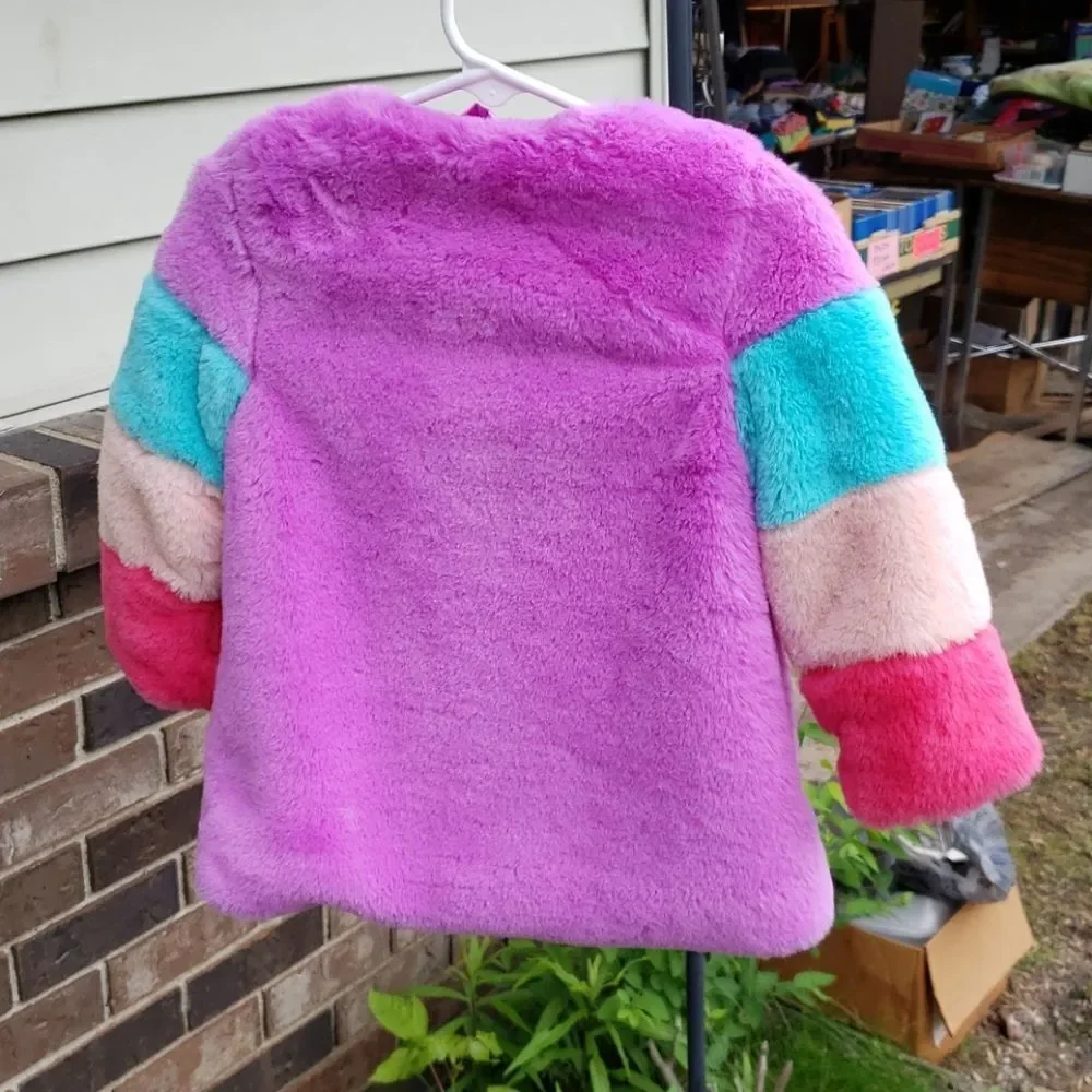 NWT Cat & Jack Lined Fuzzy Jacket Coat Sz 2T